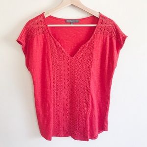 🌻 89th & Madison Red Crochet Knit Blouse Large L